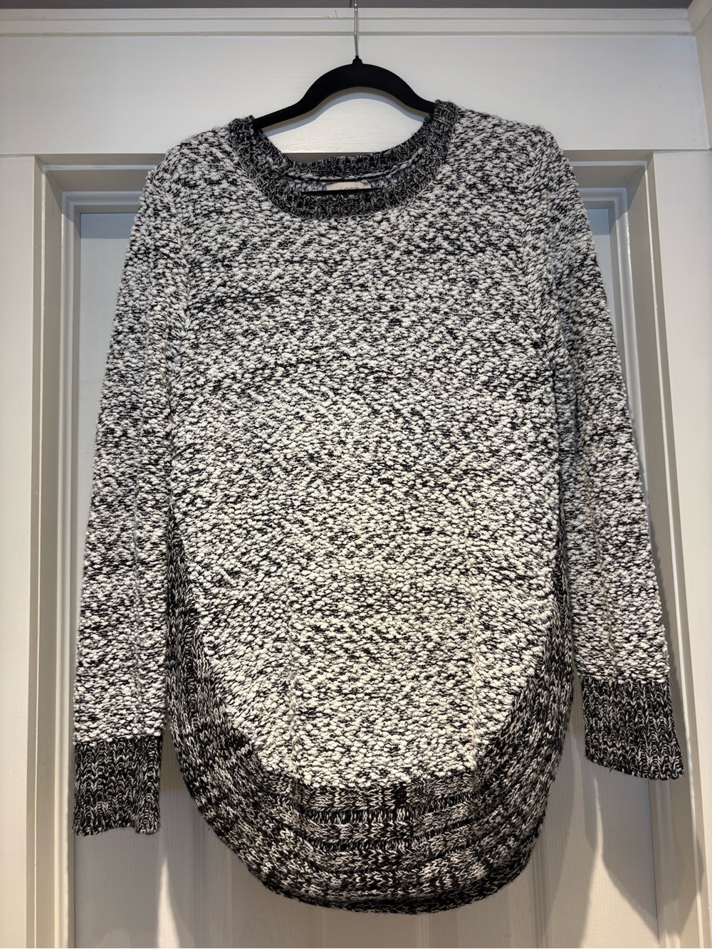 LOFT Black & White Marled Crewneck Sweater